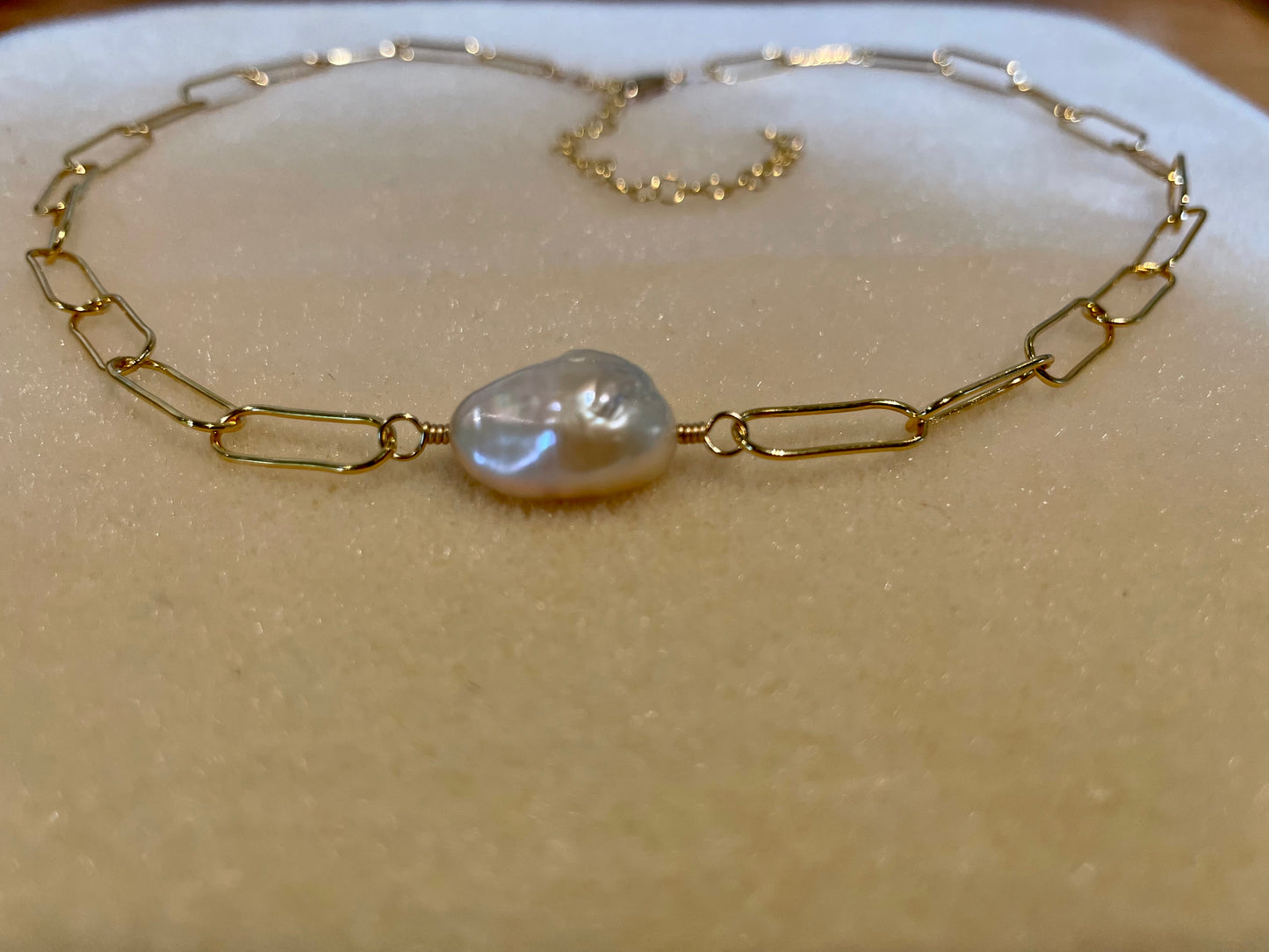 Fresh Water Pearl Gold Chain Necklace