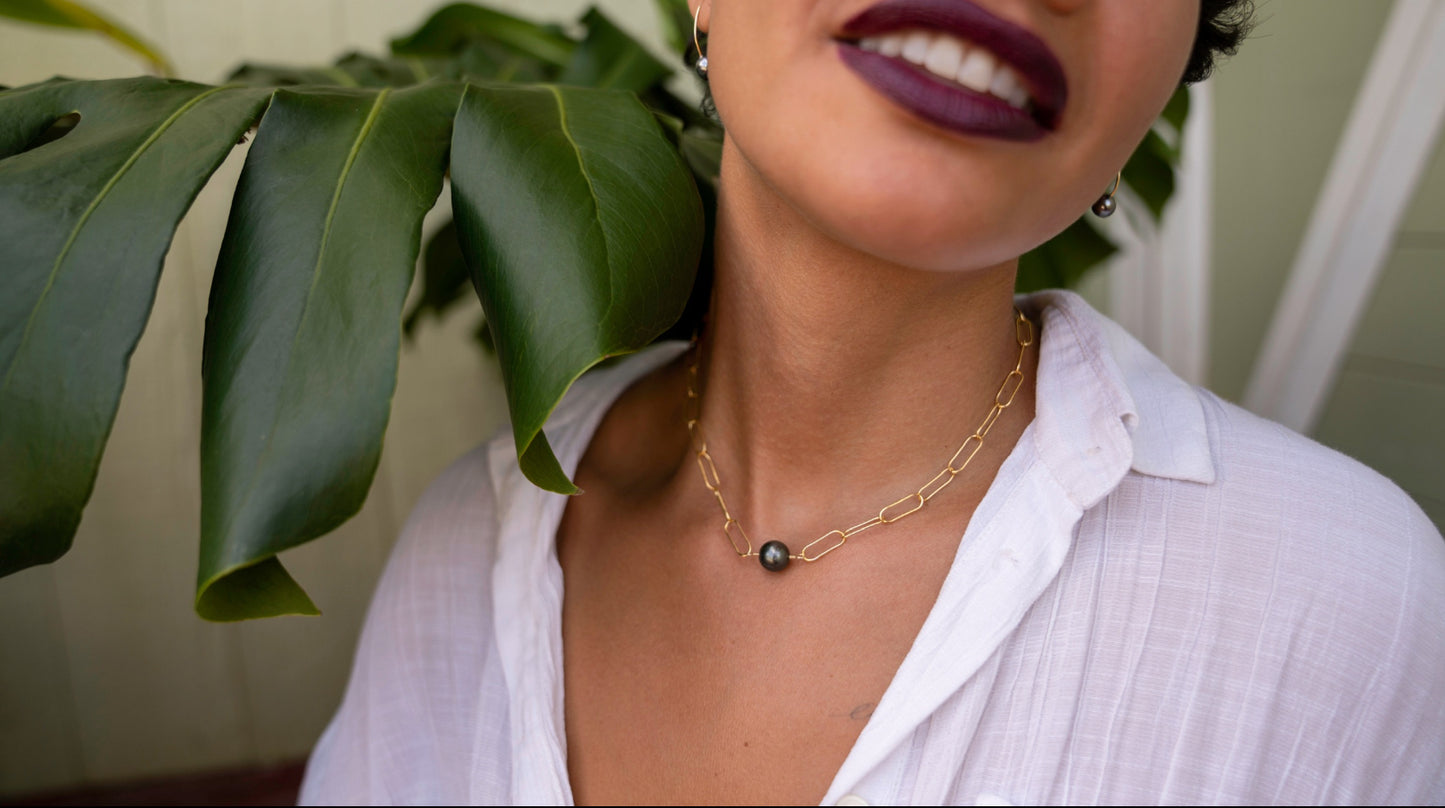 Tahitian Pearl Gold Chain Necklace