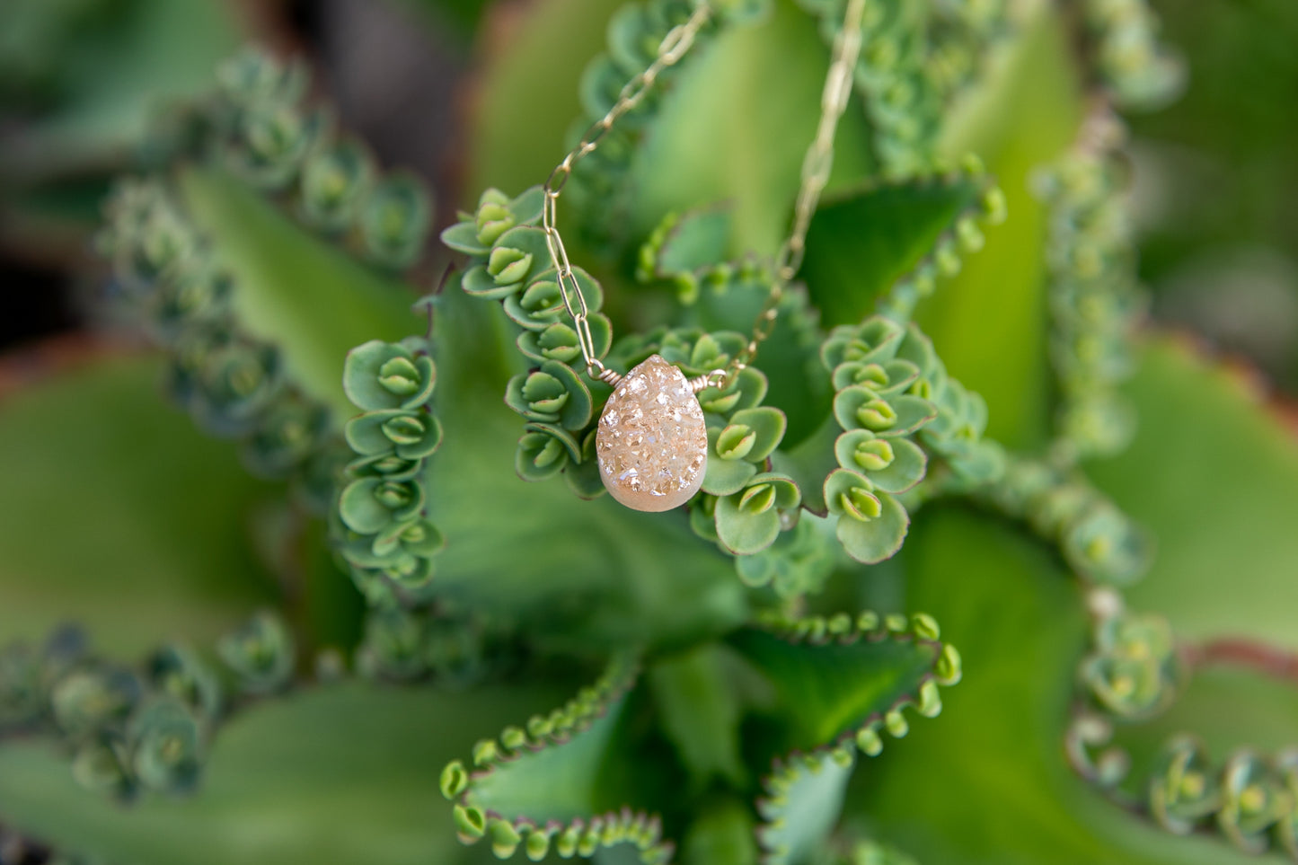 Pink Druzy Gold-Filled Necklace