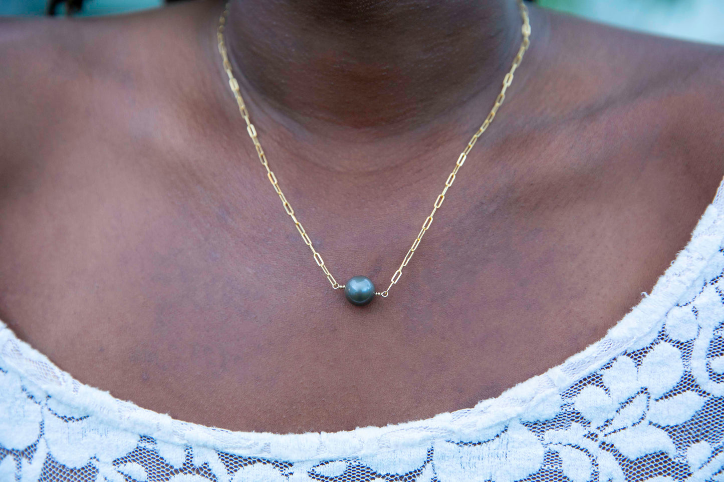 Classic Tahitian Pearl Gold Necklace