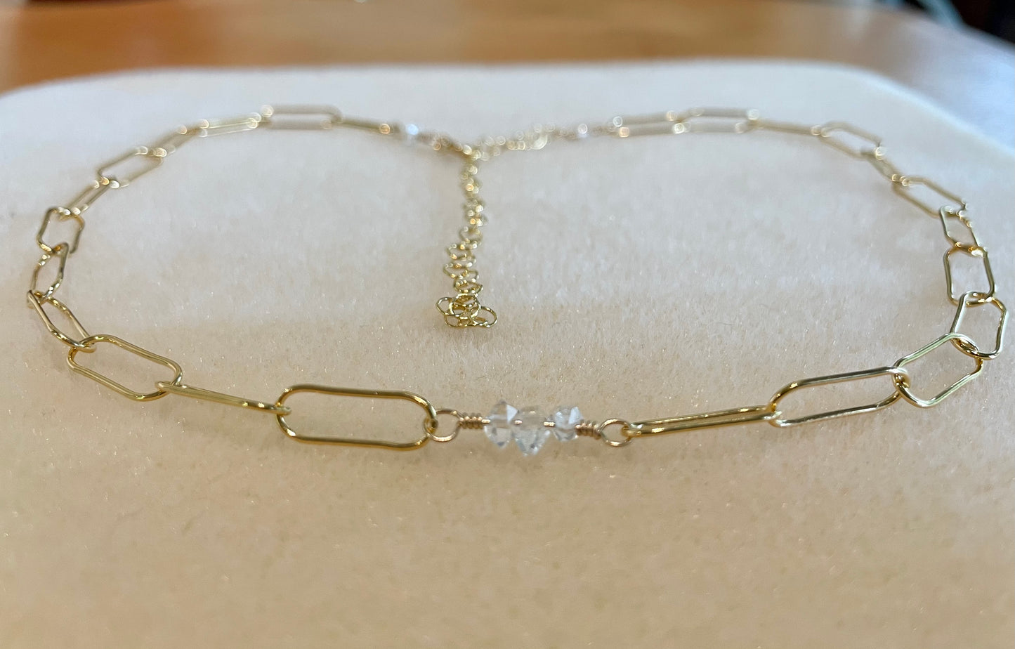 Herkimer Diamond Gold Chain Necklace