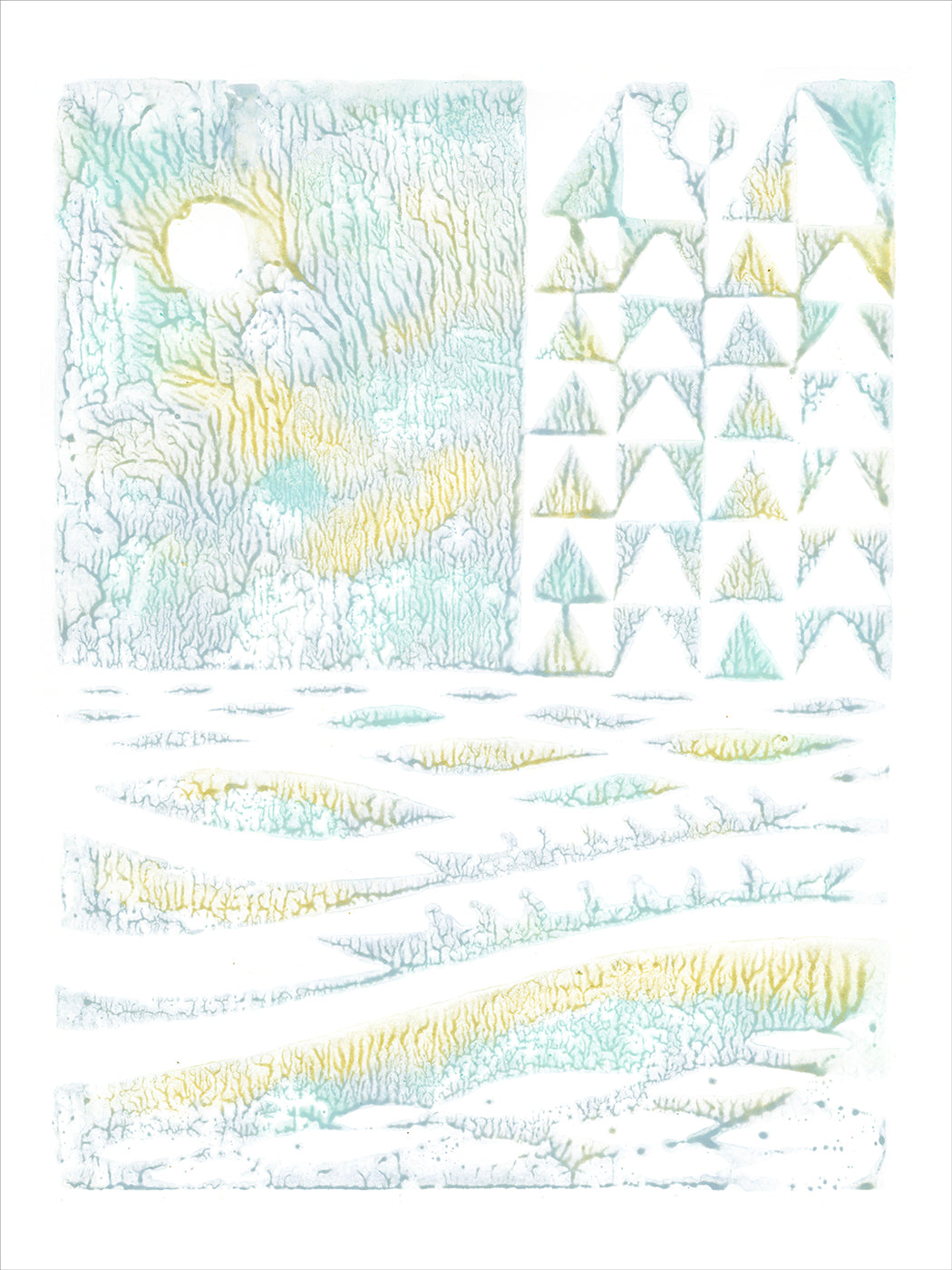 Island Crossing woodblock print