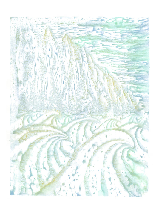 Na Pali Seas woodblock print