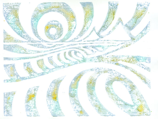 Island Lines woodblock print