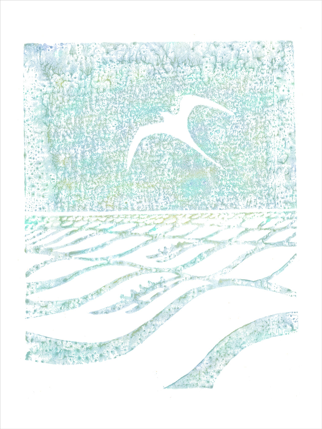 Tropic Bird woodblock print