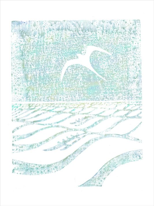 Tropic Bird woodblock print
