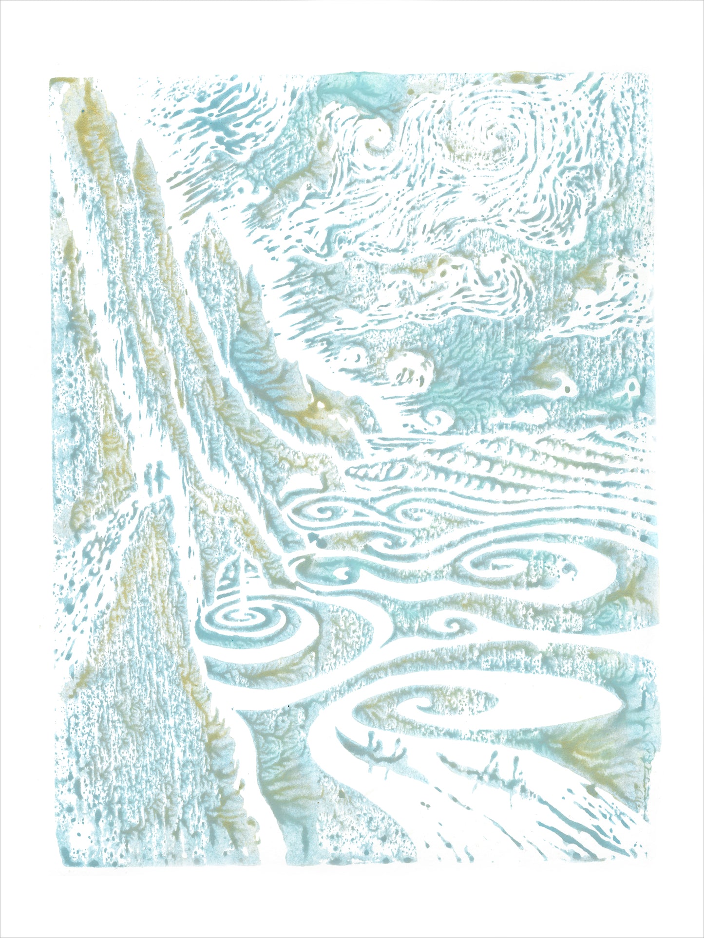 You are Here woodblock print