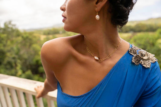 Fresh Water Pearl Gold Chain Necklace