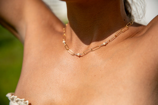 Triple Opal Paperclip Necklace