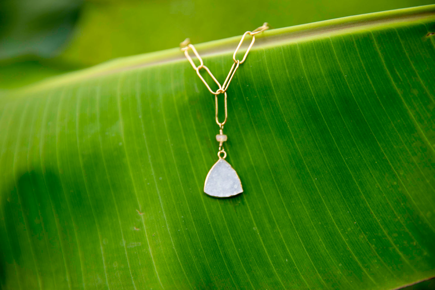 Shimmer Pyramid Gold Chain Necklace