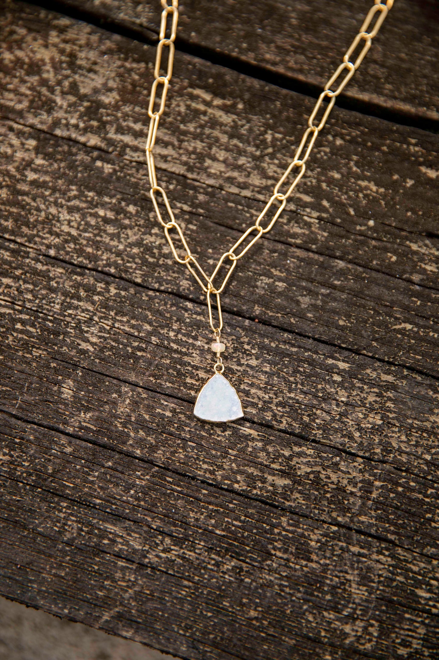 Shimmer Pyramid Gold Chain Necklace