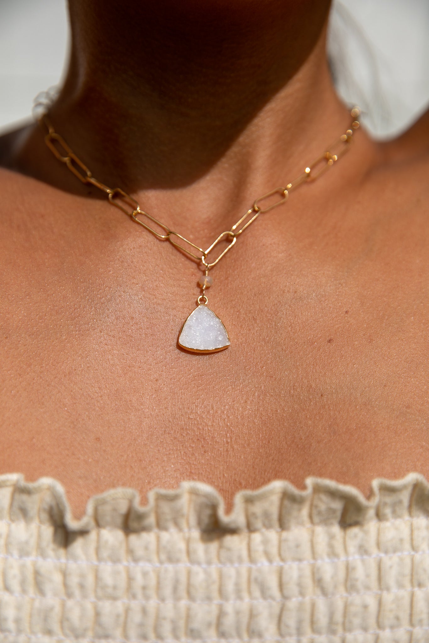 Shimmer Pyramid Gold Chain Necklace