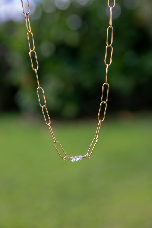 Herkimer Diamond Gold Chain Necklace