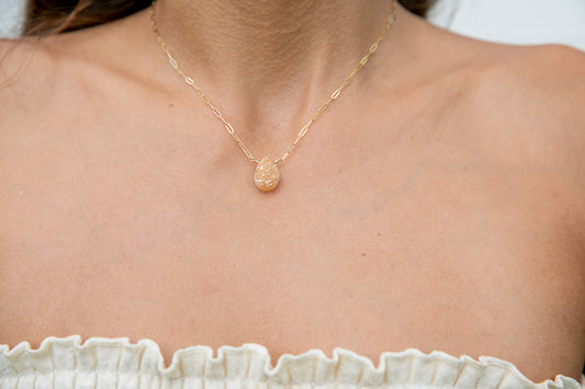 Pink Druzy Gold-Filled Necklace