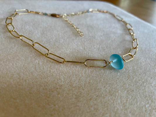 Tumbled Glass Gold Chain